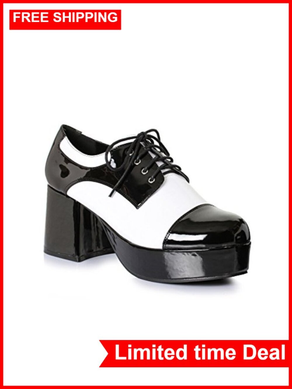 Men's 3" Platform Shoes Retro 1970s Style PU Lace-Up Heels